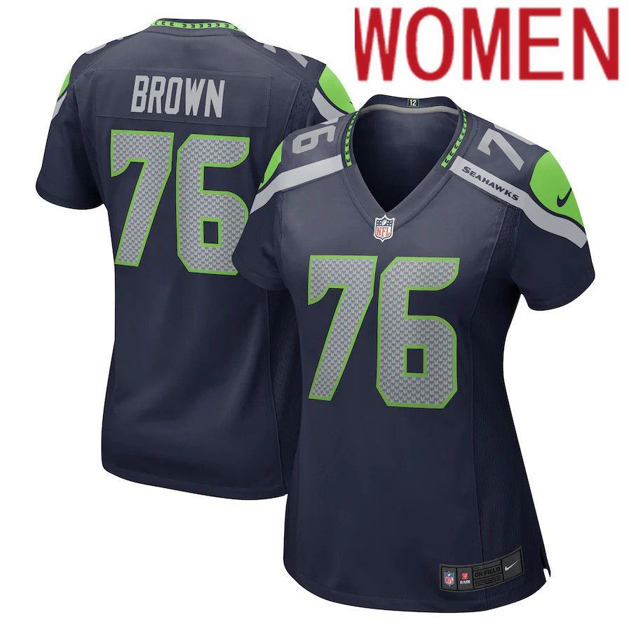 Women Seattle Seahawks #76 Duane Brown Nike College Navy Game NFL Jersey->women nfl jersey->Women Jersey